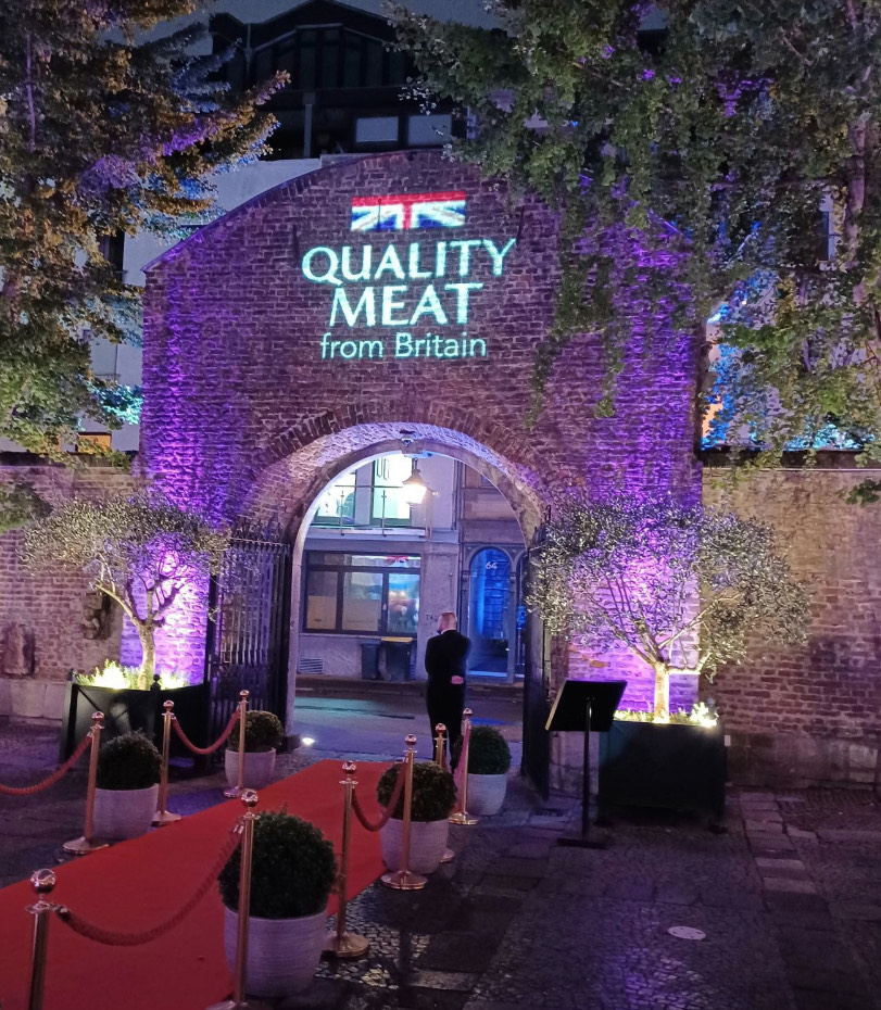 Pickstock attends Anuga - the image shows the entrance walkway to the event, featuring a red carpet and light up sign reading 'Quality Meat from Britain'
